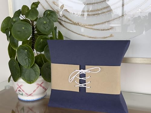 Biodegradable & Water Soluble Pillow Urn for Human + Pet Ashes | Eco-Friendly Memorial (200 cu in) - Navy Blue & Beige