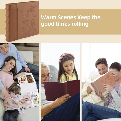 Photo Album holds 4x6 200 Horizontal Pictures with Memo Space (Brown) - color: Brown