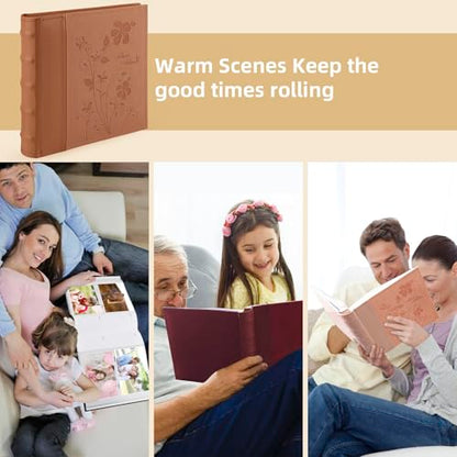 Photo Album holds 4x6 200 Horizontal Pictures with Memo Space (Brown) - color: Brown