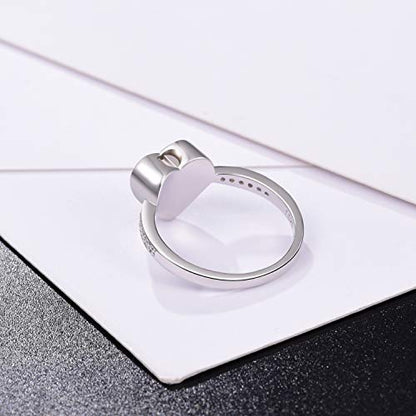 925 Sterling Silver Love Heart Urn Ring for pet Dog Cat's Ashes Keepsake Memorial Tiny Jewelry Forever in My Heart Paw Print Cremation Finger Rings - color: black