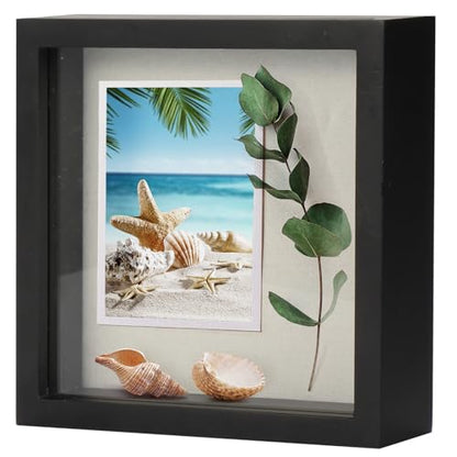 TJ.MOREE Small Shadow Box Frame 5 x 5 Display Case Wooden Picture Frame - color: Black, size: 5x5