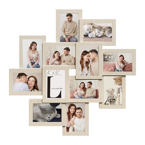 SONGMICS 12-Pack 4 x 6 Collage Picture Frames with Glass Front - color: Natural Beige, size: 12 Pack