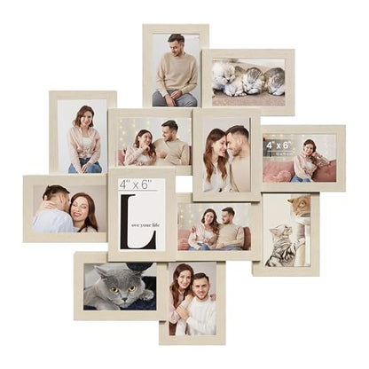 SONGMICS 12-Pack 4 x 6 Collage Picture Frames with Glass Front - color: Natural Beige, size: 12 Pack