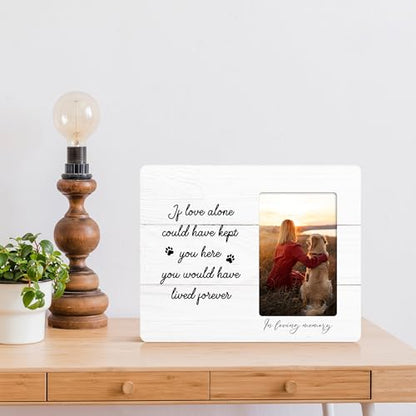 Dog Memorial Picture Frame, Sympathy Gifts for Loss of Dog, Pet Memory Wooden Picture Frames, 4x6 inch Photo - color: Blue