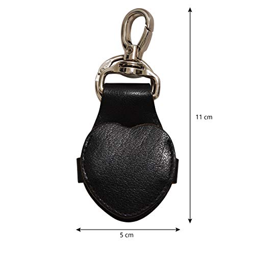 Leather Keychain Clip Cute Heart Photo Charm Ring Valentine Gift Men Women | Top Grain Leather, Hidden Photo Compartment, Photo Template Included, Fashion Accessory - color: Black Buff V.t
