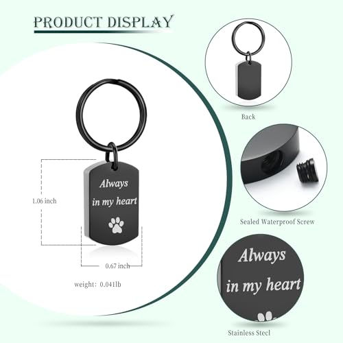 Pet Paw Cremation Jewelry Urn Keychain for Ashes for Women Men Memorial Keepsake Keychain - color: Customize