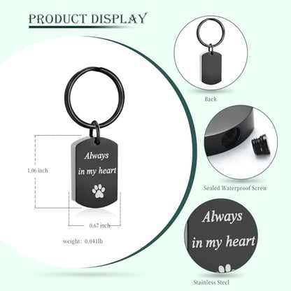 Pet Paw Cremation Jewelry Urn Keychain for Ashes for Women Men Memorial Keepsake Keychain - color: Customize