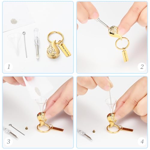 Hearbeingt Teardrop Urn Keychain for Ashes Tree of Life Cremation Jewelry - color: Customize Nameplate