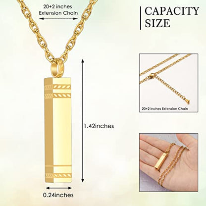 abooxiu Urn Necklace for Ashes Memorial Cremation Jewelry for Ashes Stainless Steel Ashes Jewelry Cube Ashes Necklace Bar Urn Pendant for Women Men - style: Gold