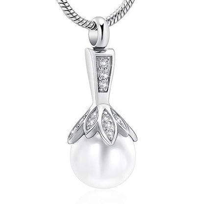 Memorial Jewelry Pearl Urn Necklace - Cremation Ashes Holder Keepsake for Women - color: ZWT9932