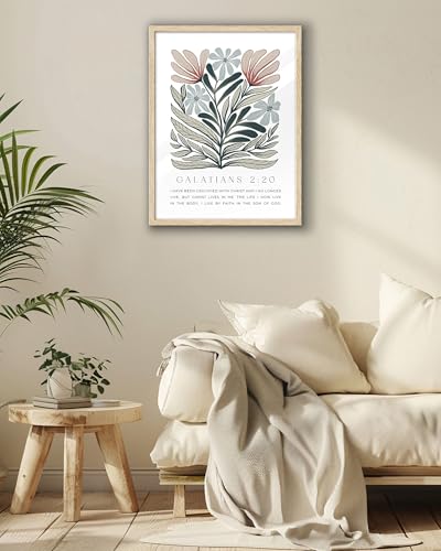 EcoHest 12x16 in Galatians 2:20 Abstract Floral Framed Christian Wall Art - color: Framed Galatians, size: 16"L x 12"W
