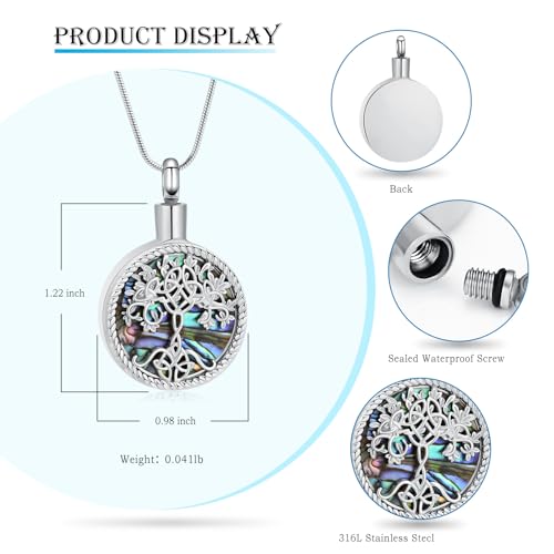 Hearbeingt Tree of Life Urn Necklaces for Ashes Circle Cremation Jewelry - color: B-Customize