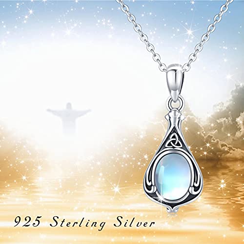 Urn Necklace for Ashes Cremation Jewelry 925 Sterling Silver Ashes Pendant Necklace Memorial Jewelry Gifts for Women Men Girls Boys - style: Celtic-A-moonstone
