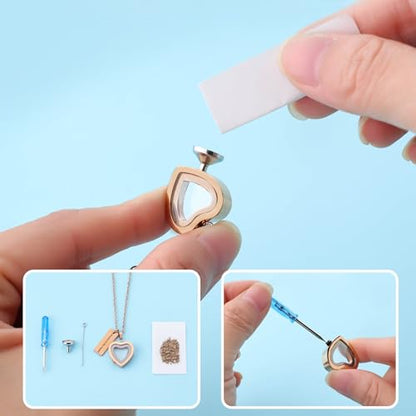 Glass Heart Cremation Urn Necklace for Ashes Stainless Steel Memorial Ash Pendant Keepsake Jewelry Cremation Jewelry for Women - color: Rose Gold-Always In My Heart