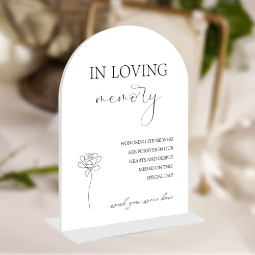 In Loving Memory Wedding Sign, Wish You Were Here Acrylic Table Sign | 5×7 Inch Memorial Decor with Stand for Reception, Funeral Remembrance Gift for Loss of Loved Ones - color: Wish