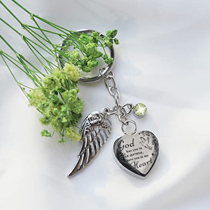 Heart Urn Necklace for Ashes Cremation Jewelry Urn Keychain for Ashes with Birthstone Cremation Keychain - color: June