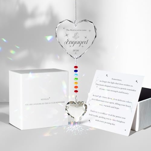 Hegelda Engagement Gifts for Couples Crystal Suncatcher Ornaments | Engagement Gifts for Women, Gift for Newly Engaged Couples, Engagement Party Decorations - color: Engaged