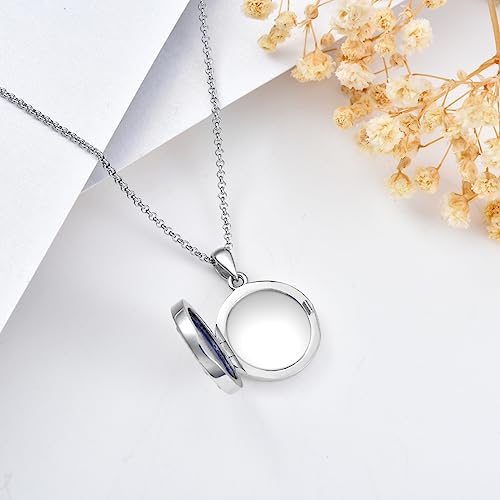 Round Locket Necklace 925 Sterling Silver Filigree/Flower Locket Necklace That Holds Pictures Birthday Christmas Jewelry Gifts for Women - color: 09-Planet Locket