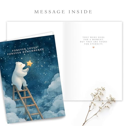 Hat Acrobat Miscarriage Sympathy Card with Envelope - Pregnancy Loss Card with Heartfelt Message Inside - Infant Loss Bereavement Gift for Grieving Mother - color: Forever Star