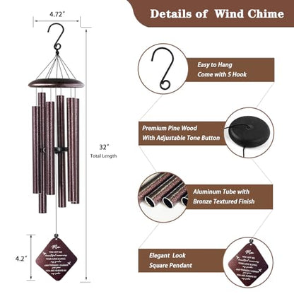 Sympathy Gifts for Loss of Mom, 32" Memorial Wind Chimes for Loss of Mother, Windchimes, Condolence Bereavement Gifts in Memory of Mom (Bronze) - size: Mom
