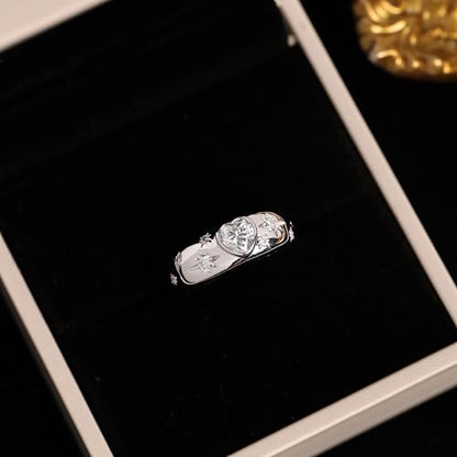 Heart Moissanite Ring for Women, Shooting Star Statement Gift | 925 Sterling Silver, Tarnish Resistant Finish, Premium Gift Box with Certificate