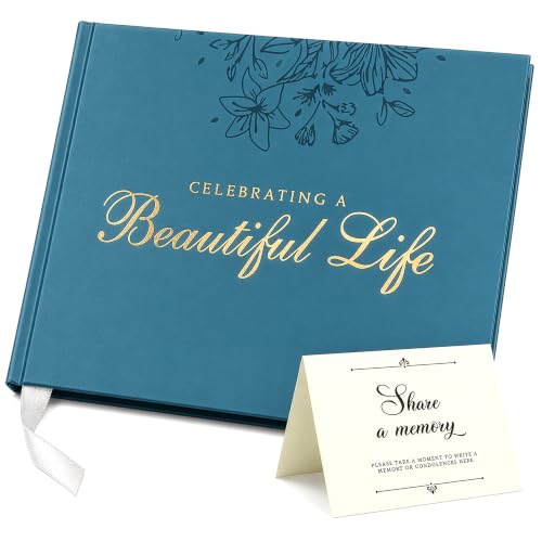 Funeral Guest Book – Blue Version – 9x7 in, 100 Thick Pages - color: Blue