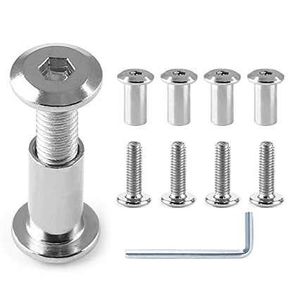 M6x20mm Hex Drive Socket Cap Bolt, Silver, 10 Pair (20 Piece) | Allen Wrench Included, Countersunk Screw Barrel Nuts, Binding Screws, For Crib Replacement Belt Cabinet - color: Silver, size: M6x20mm