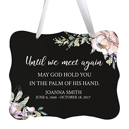 LifeSong Memorials Personalized 8x6x0.125 Wooden Wall Hanging Ribbon Sign for Loss of Loved One Until We Meet Again Sympathy Comfort Funeral Bereavement Keepsake (Black) - color: Black