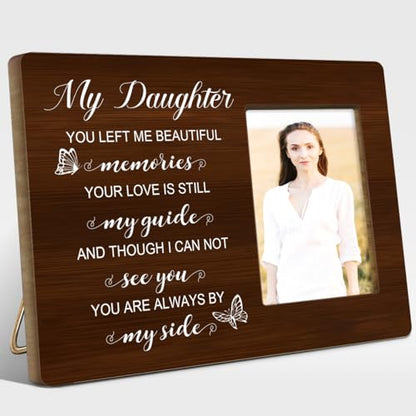 Daughter You Left me Beautiful Memories Wood Picture Frame,Memory Gifts for Loss of Daughter,Memorial Gift for Loss of Daughter,Sympathy Gifts Photo Frame - style: Daughter-1