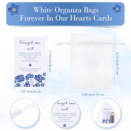 Tanlade 100 Sets Funeral Favors Memorial Seed Big Glass Bottles with Cork Stopper Forget Men Not Funeral Prayer Celebration of Life Card for Loss of Loved Memorial Service, 0.87x1.97in, No Seed