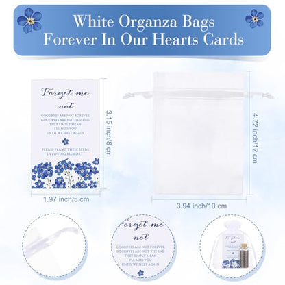 Tanlade 100 Sets Funeral Favors Memorial Seed Big Glass Bottles with Cork Stopper Forget Men Not Funeral Prayer Celebration of Life Card for Loss of Loved Memorial Service, 0.87x1.97in, No Seed