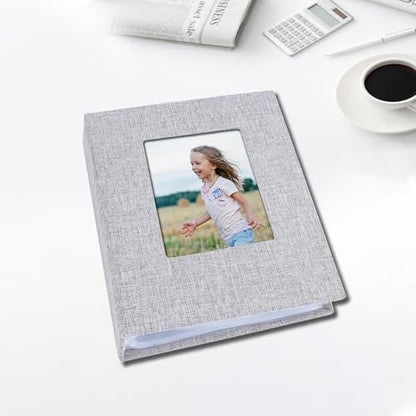 Photo Albums 4x6 Pictures, Polaroid Photos Album Book, Photo Book Small Linen Cover Photo Album, 50 Page Holds 100 Pictures, Photobook for Valentines Day, Anniversary, Vacations, Wedding Baby Grey - color: Grey