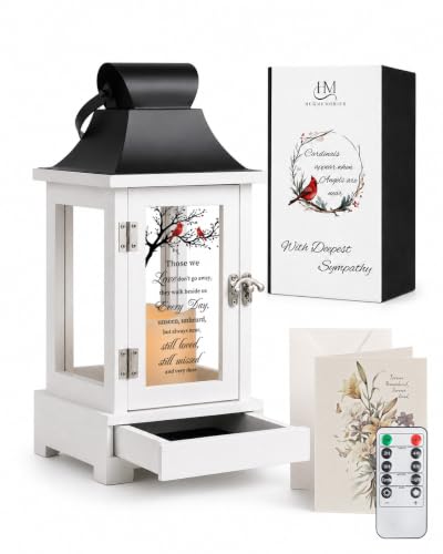 Memorial Lantern with Drawer for Keepsakes, Sympathy Funeral Gifts for Loss of Loved One Father Mother, Sympathy Lantern Bereavement Gifts in Memory of Loved One - color: Those We Love Don't Go Away/Black