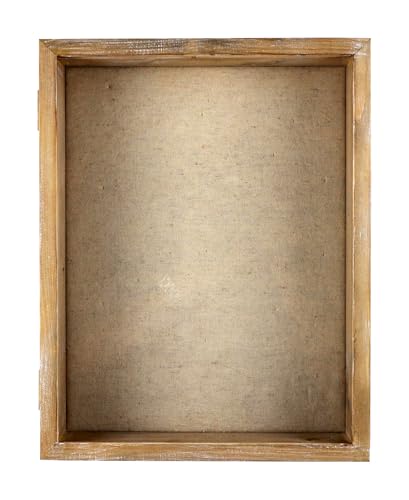 11 x 14 inch Shadow Box, Picture Frame Case with Linen Background, Displays Memorabilia Awards Medals Photos Memory, Shatter-Resistant Glass, Solid Wood in Rustic Farmhouse Grey