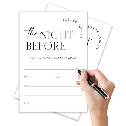 Wedding Rehearsal Dinner Invitation Cards with Envelopes Pack of 20 (4"x6") - Join Us The Night Before - Invitations for Wedding Rehearsal Dinner.(140)