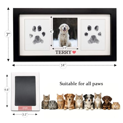VOVCIG Pet Paw Print Frame Kit, Cat Dog Impression Keepsake with Ink Pad | Clean Touch Ink Pad, Cat Dog Impression Keepsake, Memorial Gift for Pet Lovers