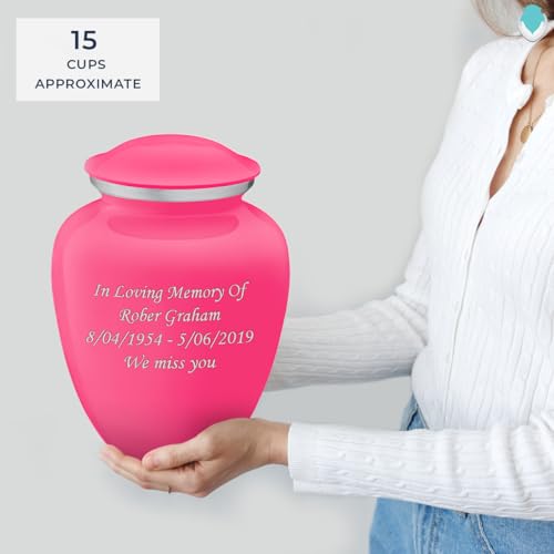 Geturns Embrace Adult Personalized Cremation Urns for Human Ashes I Large Bright Pink Funeral Urn for Men and Women I 200 lbs - color: Bright Pink