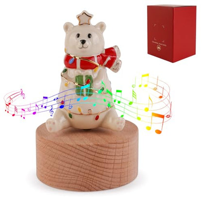 Music Box Figurine, Sculpted Hand-Painted Musical Figure Plays You are Jingle Bells Tune Christmas Anniversary, Birthday Gifts for Daughter Son Mom Dad Kids (Bear) - color: Bear