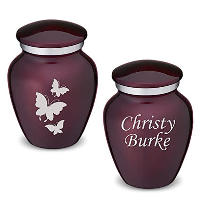 Embrace Keepsake Personalized Butterfly Cremation Urns for Human Ashes I Cherry Purple Funeral Urn for Men and Women with Double Side Engraving I 3.5 lbs - color: Cherry Purple