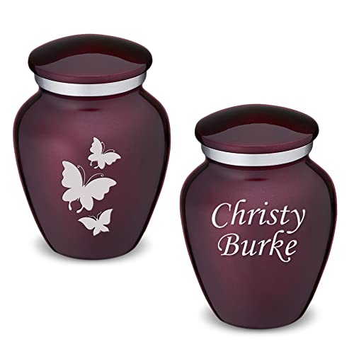 Embrace Keepsake Personalized Butterfly Cremation Urns for Human Ashes I Cherry Purple Funeral Urn for Men and Women with Double Side Engraving I 3.5 lbs - color: Cherry Purple