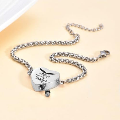 RIPFEVURN Heart Cremation Jewelry Urn Bracelet for Ashes for Women Memorial Ashes Keepsake Link Bracelet - color: 1pc-your wings