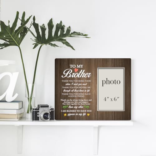 Dumyum Brother Gifts, Wooden 8 x 10 Photo Frame | Thank You Gift for Brothers, 4 x 6 Inches Photo - color: ['wood']