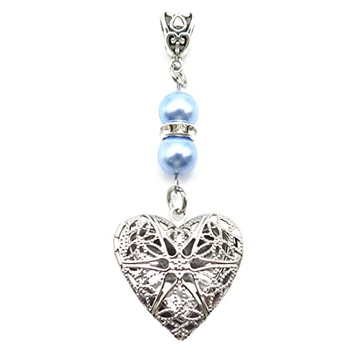 IDLAN Locket for Bouquet Charm Memorial Wedding Gift Bride Pendant Photo Keepsake Something Blue - style: Heart locket