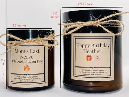 | Personalized | Handcrafted Soy Candle | 4oz or 9oz Amber & Clear Jars| Many Scents to Choose from (Eucalyptus Spearmint)