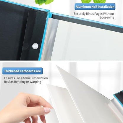 Inspirational Leather Photo Album - Magnetic Self-Stick Family Memory Book | DIY Scrapbook Holds 3x5, 4x6, 5x7, 6x8 Pictures, Motivational Scrapbook Journal for Couples, Graduation & Life Journey Gifts - color: light blue-always remember