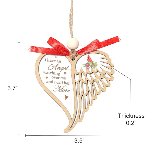 Mom Memorial Angel Wing Ornament - I Have an Angel Mom, Christmas Sympathy Gift for Loss of Mother, Cardinal Memorial Gift - style: S01