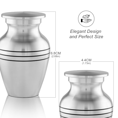 Small Urns for Human Ashes，Aluminium Mini Urns，Lightweight Keepsake Urns with Bag and Case