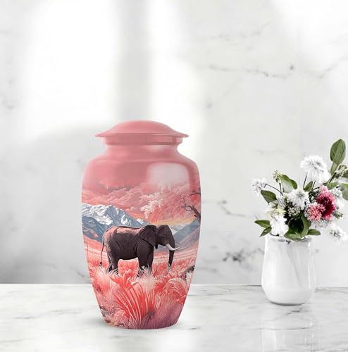 Pink Elephant Cremation Urn Set - Adult Urn with Keepsakes - 10&3 Inch - color: Elephant-4, size: combo-3
