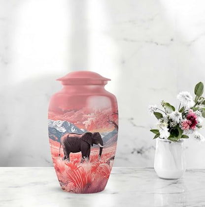 Pink Elephant Cremation Urn Set - Adult Urn with Keepsakes - 10&3 Inch - color: Elephant-4, size: combo-3