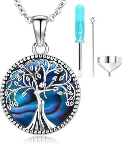 Aniu S925 Sterling Silver Urn Necklace Cremation Jewelry for Ashes - color: Women Tree of Life-A